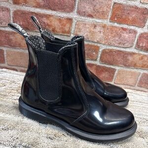 Dr. Martens Flora Smooth Black Leather Chelsea Boots Women’s Sz 9 Grunge Slip On